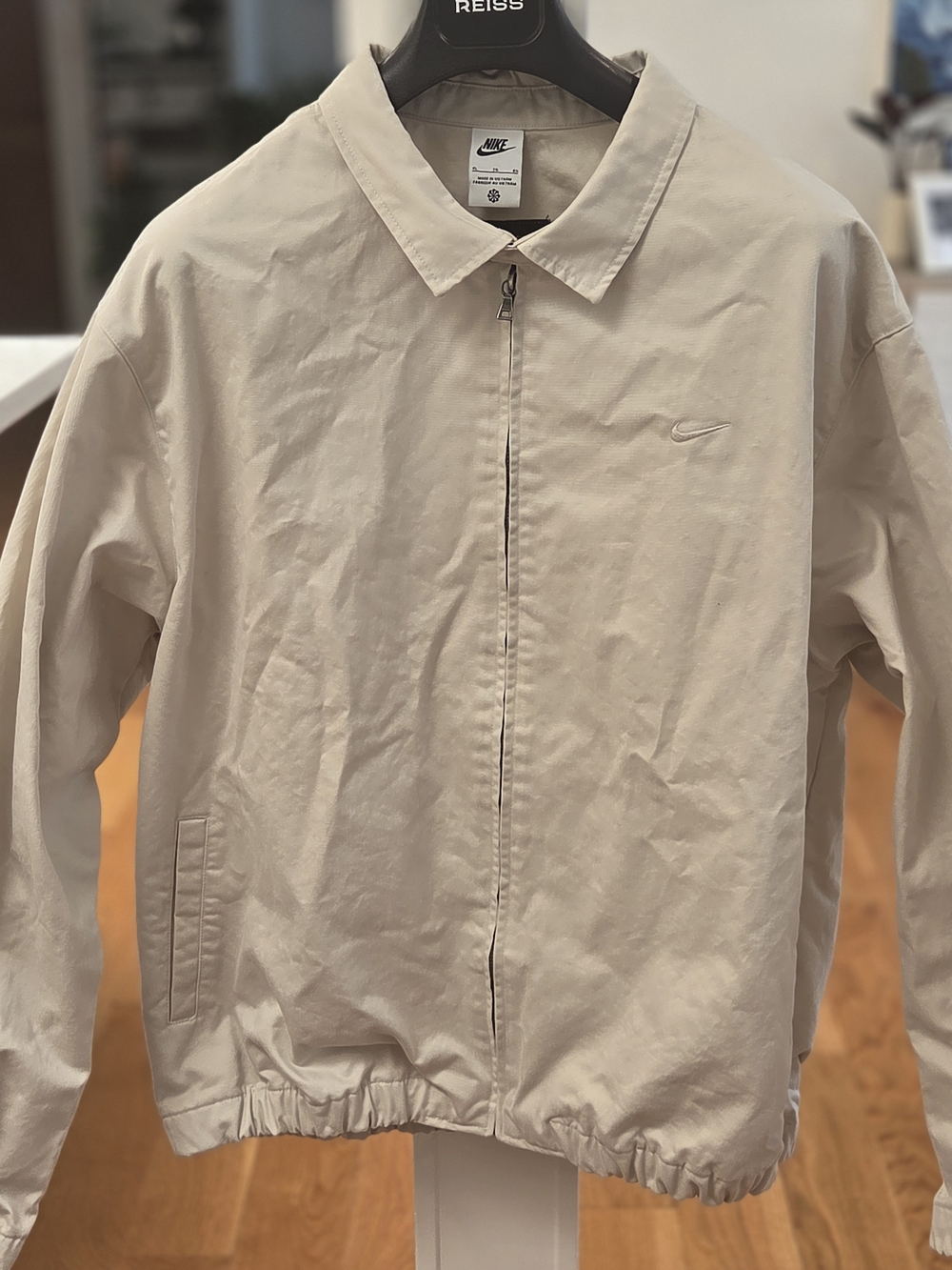 Nike Men’s Extra Large (XL) Beige Zip-Front Canvas Harrington Jacket